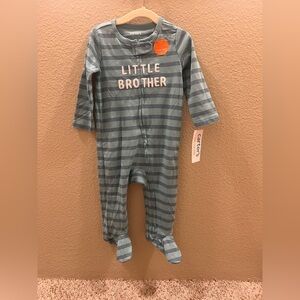 Carter's Gray Striped Little Brother Footie